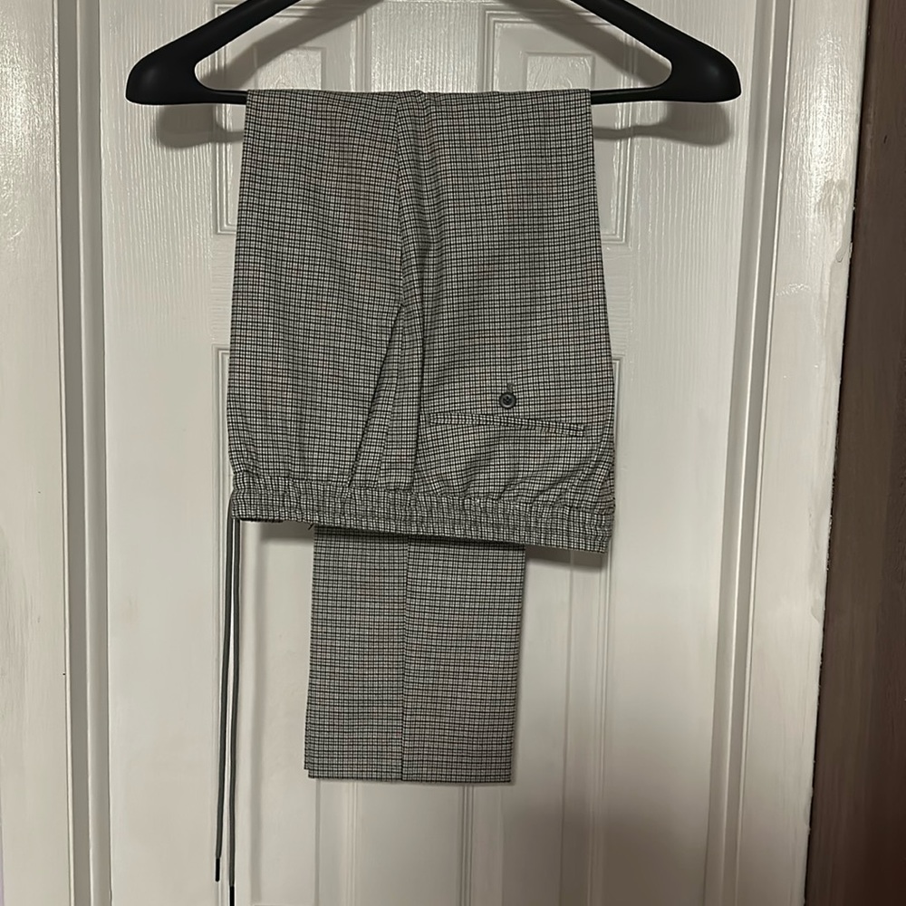 Grey checkered suit pants